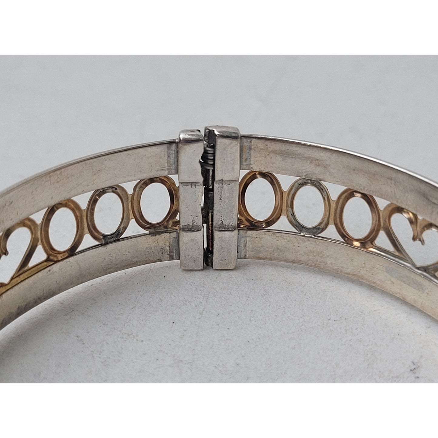 Alwand Vahan 14K Yellow Gold 925 Sterling Silver Bangle Hearts Hinged Bracelet