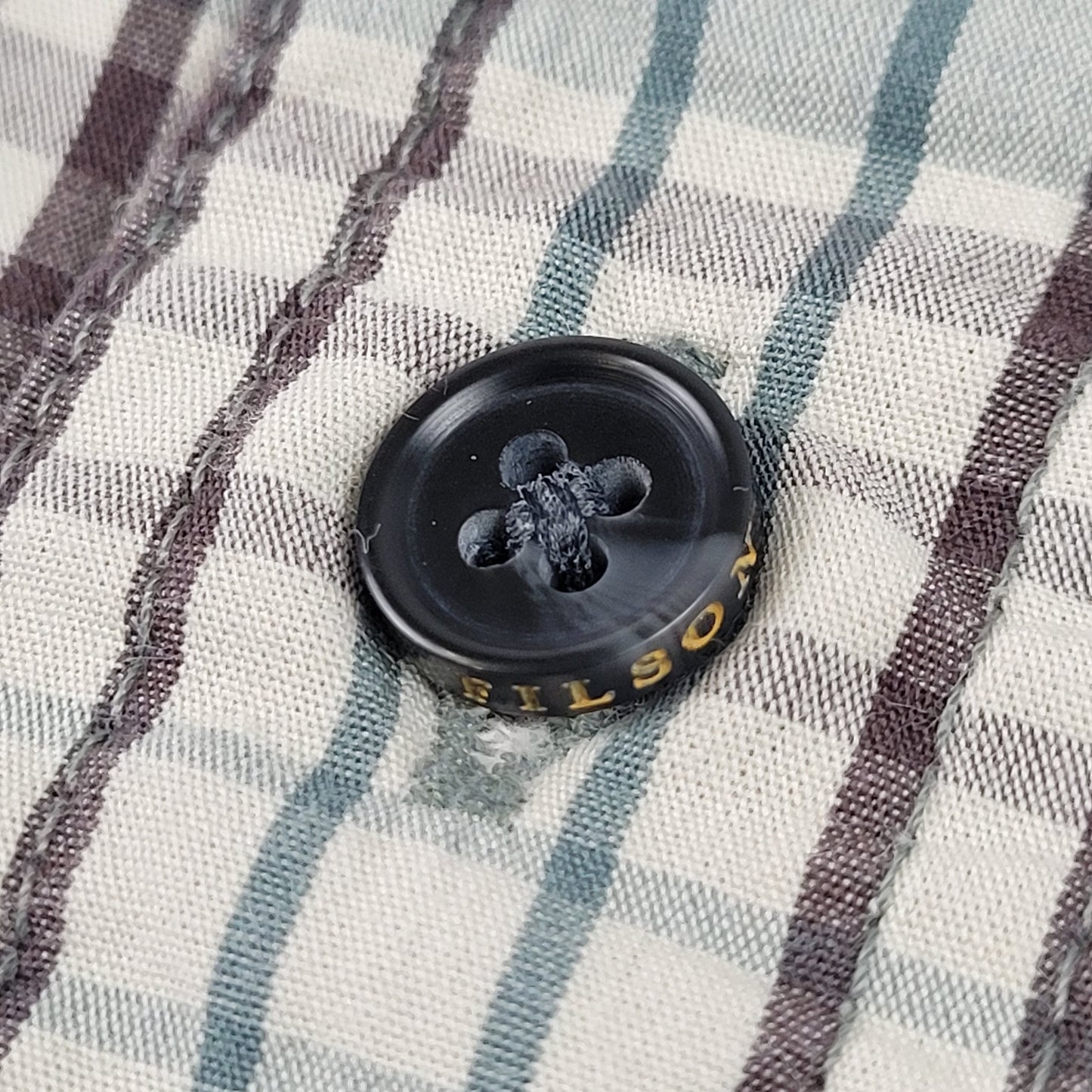 Filson Washed Feather Cloth Shirt | Sage Green & Red Plaid | Men's Sz L