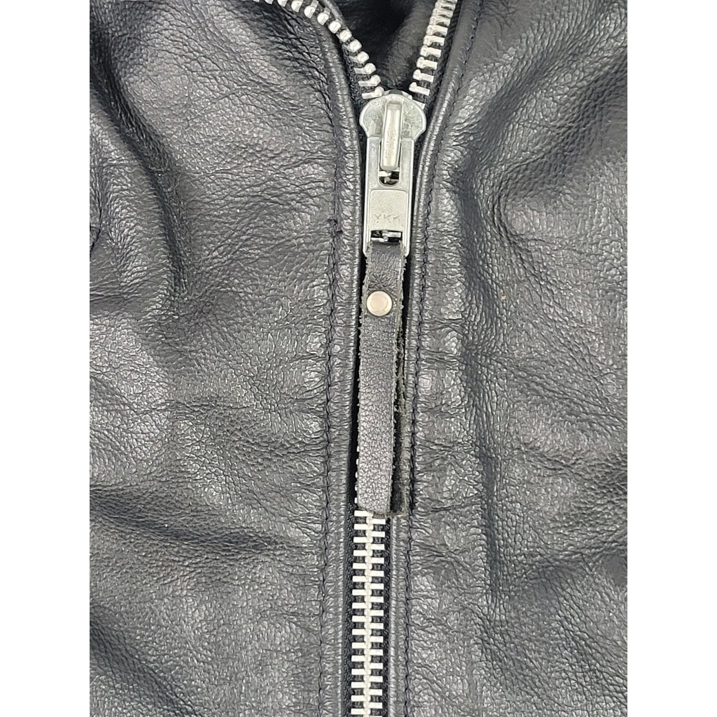 Vintage 90s Harley Davidson Black Leather Motorcycle Jacket with Pins Sz M