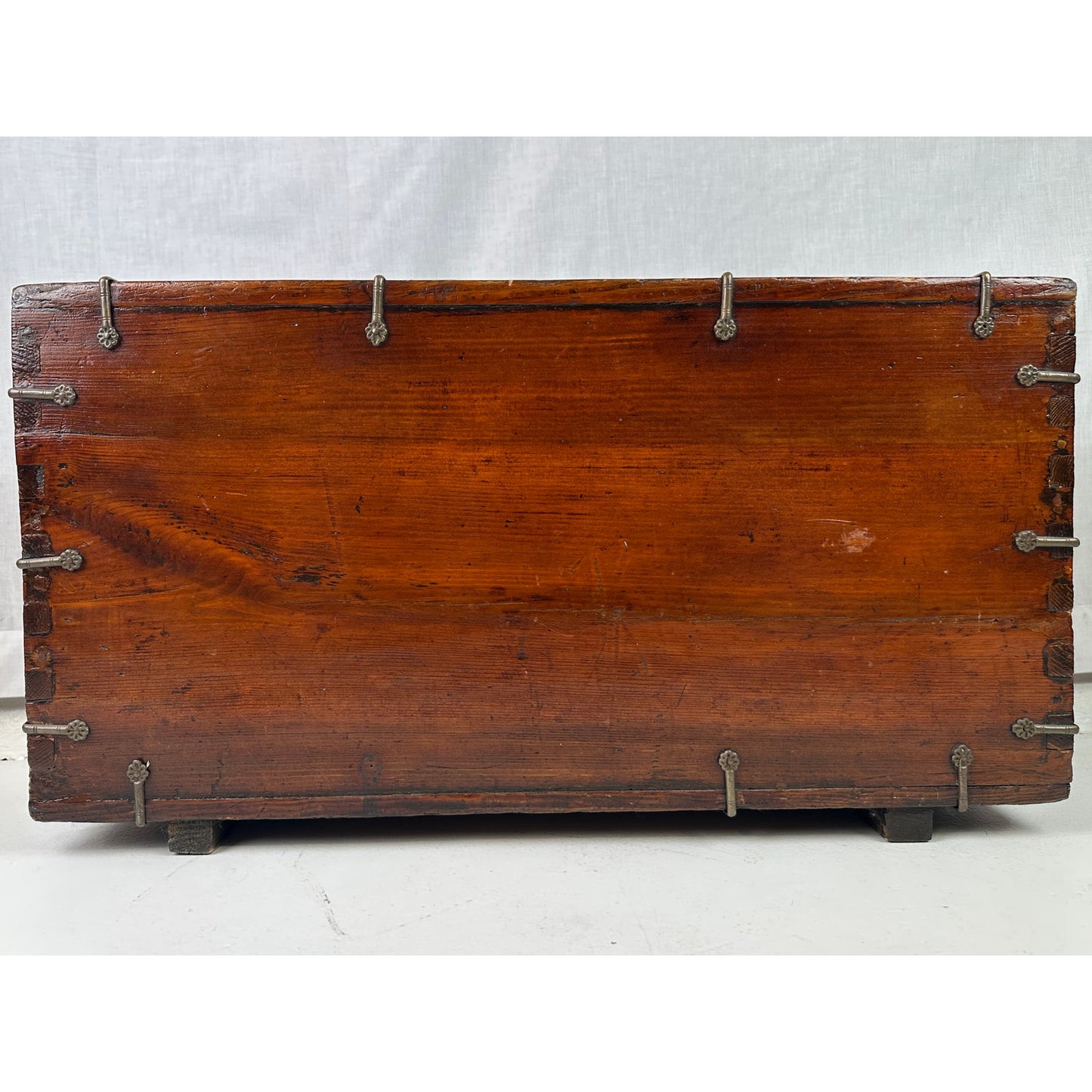 Antique 18th/19th Century Korean Banded Ton-Kwe Wooden Money Chest