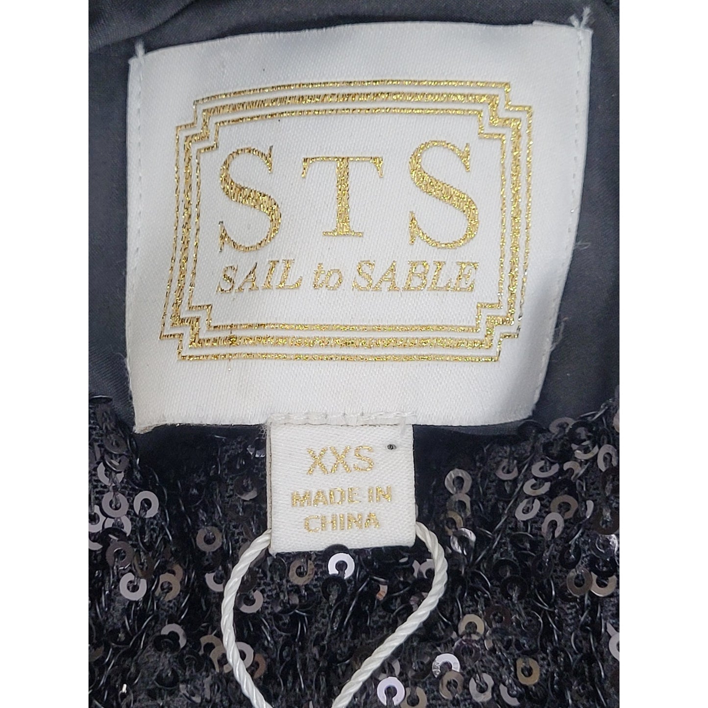 Sail to Sable Black Sequin Tiered Tunic Mini Dress Sz XXS NWT Retail $268