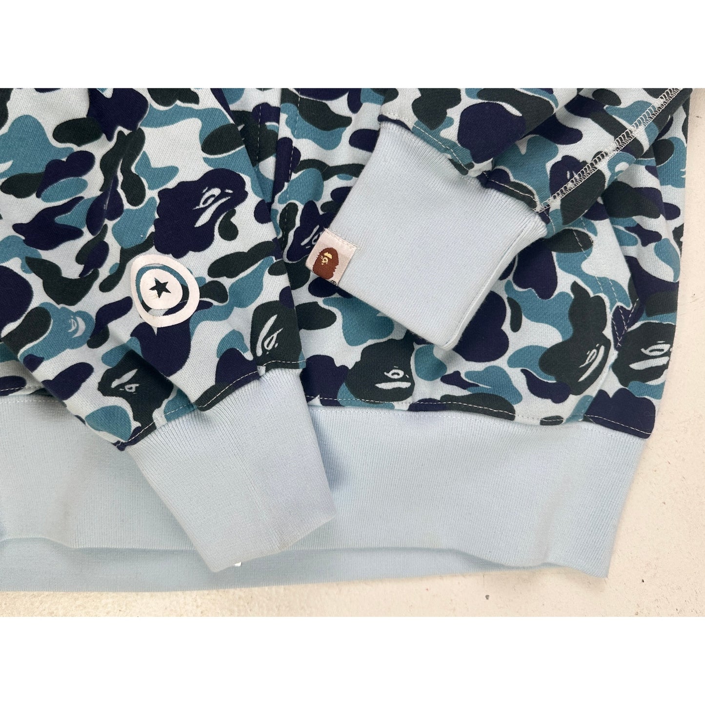 A Bathing Ape (BAPE) Blue Camo Shark Full Zip Hoodie Men's Sz Medium
