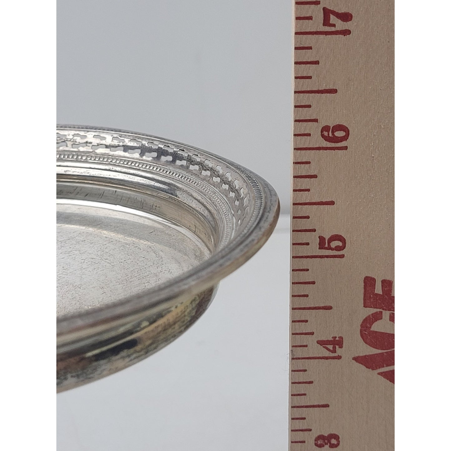 Vintage Sterling Silver Weighted Compote Reticulated Rim 5 1/2" H x 5 1/4" W