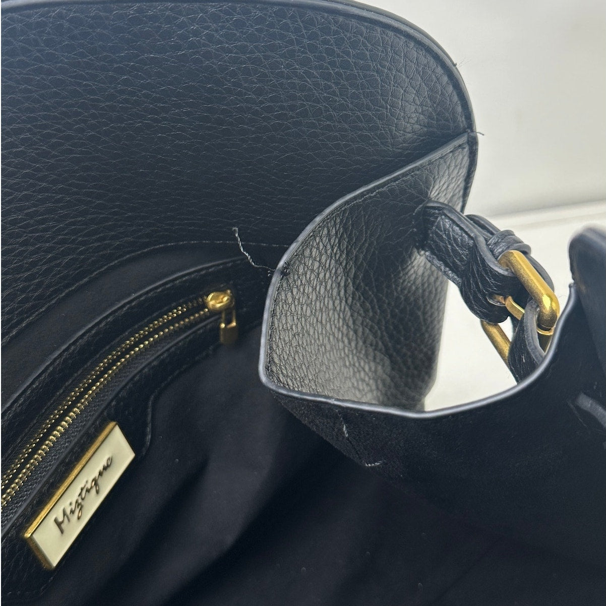 Miztique Black Pebbled Vegan Leather Satchel Tote Bag