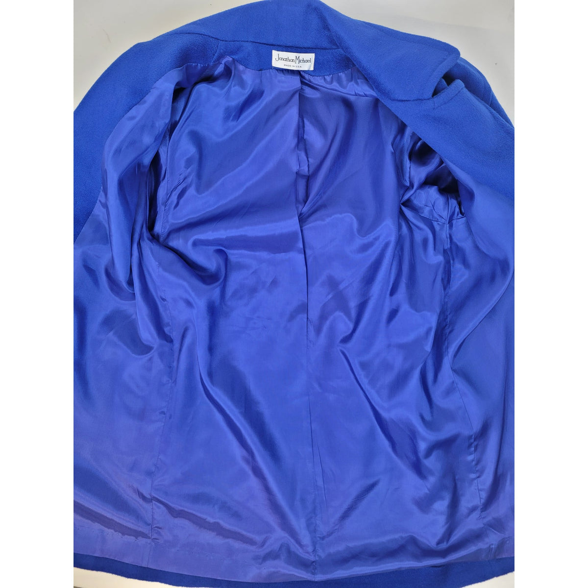 Vintage 1980s Cobalt Blue Double-Breasted Wool Overcoat Gold-Tone Buttons Sz M/L