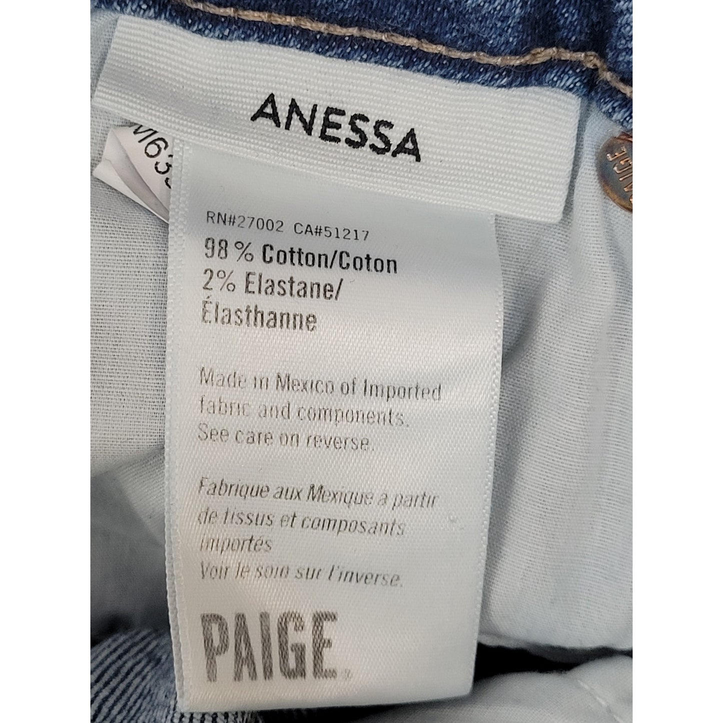 Paige Anessa High Rise Wide Leg Crop Raw Hem Denim Medium Wash Women's Sz 27