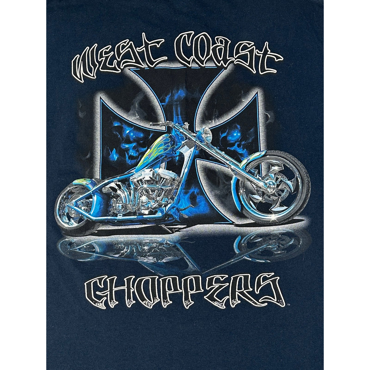 VTG West Coast Choppers Jesse Who? Blue Flame Motorcycle T-Shirt Men's Sz 3XL