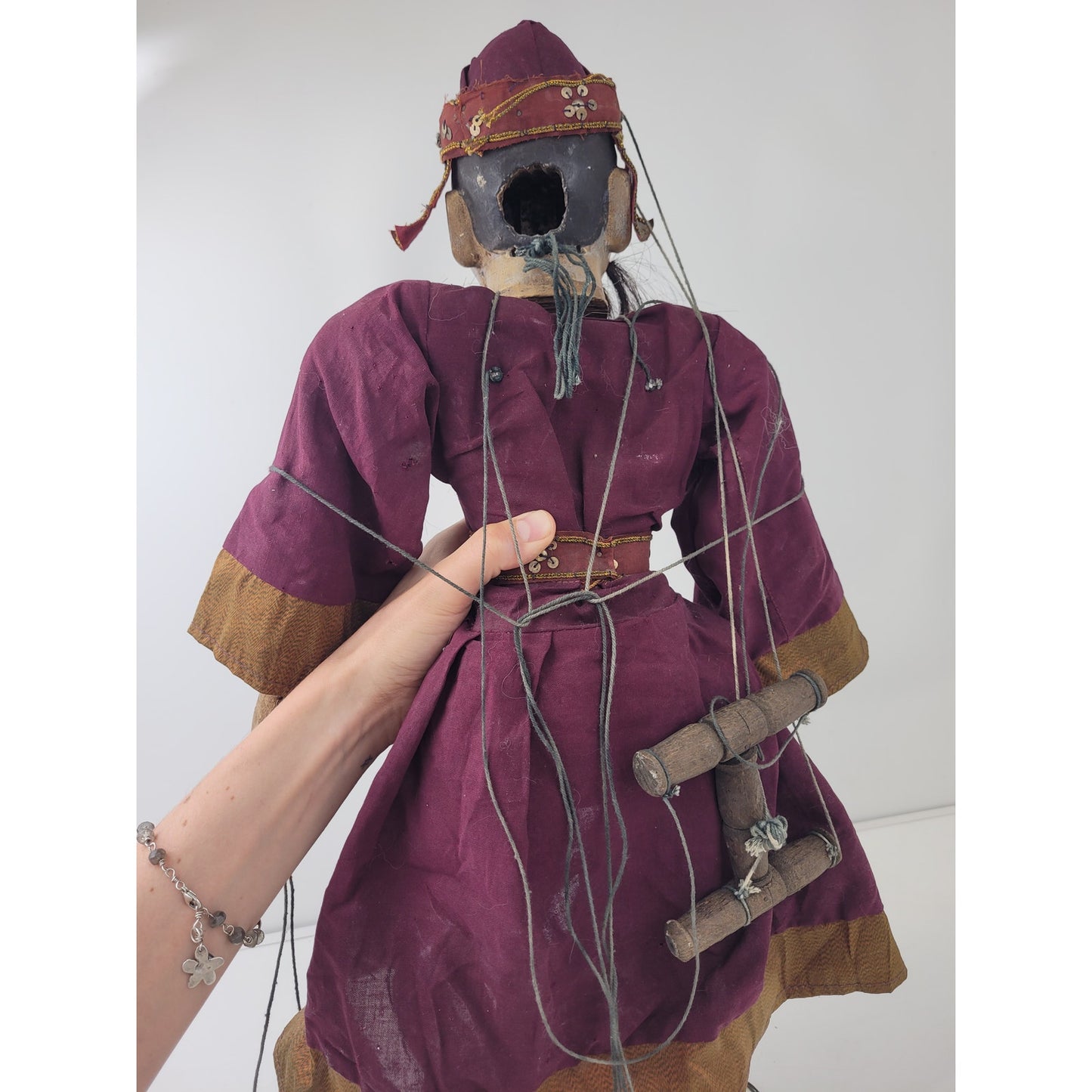 Antique Burmese Tai Hand-Carved Marionette String Puppet