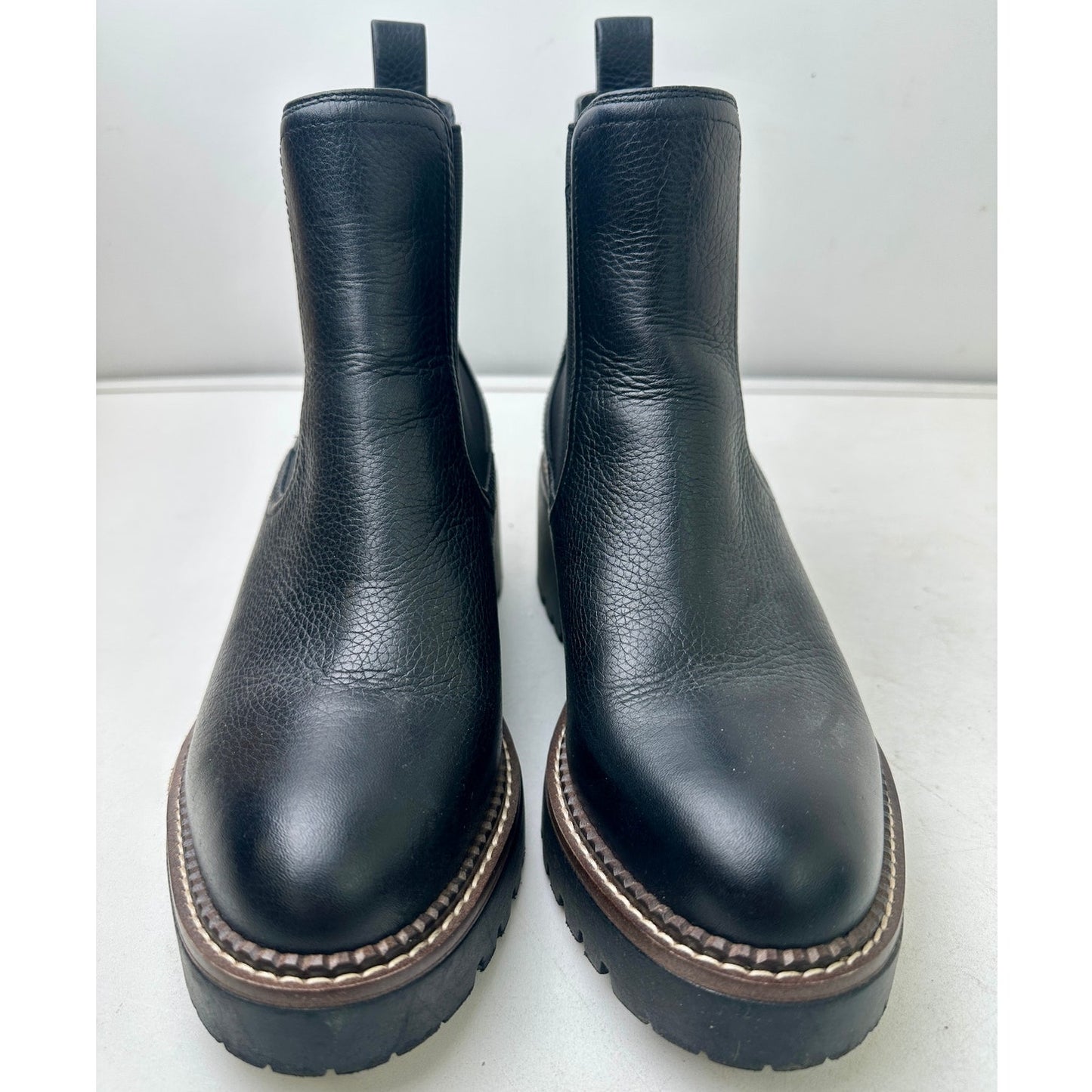 Nordstrom Water Resistant Black Leather Chelsea Lug Boots Women's Sz 8.5