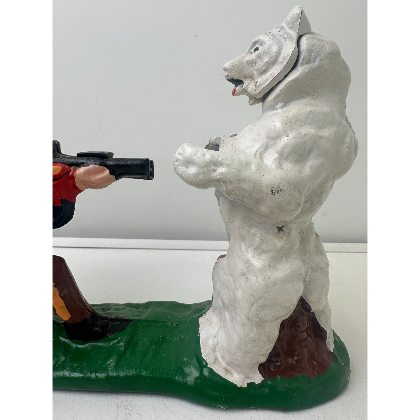 Vintage Indian Shooting Bear Cast Iron Mechanical Bank