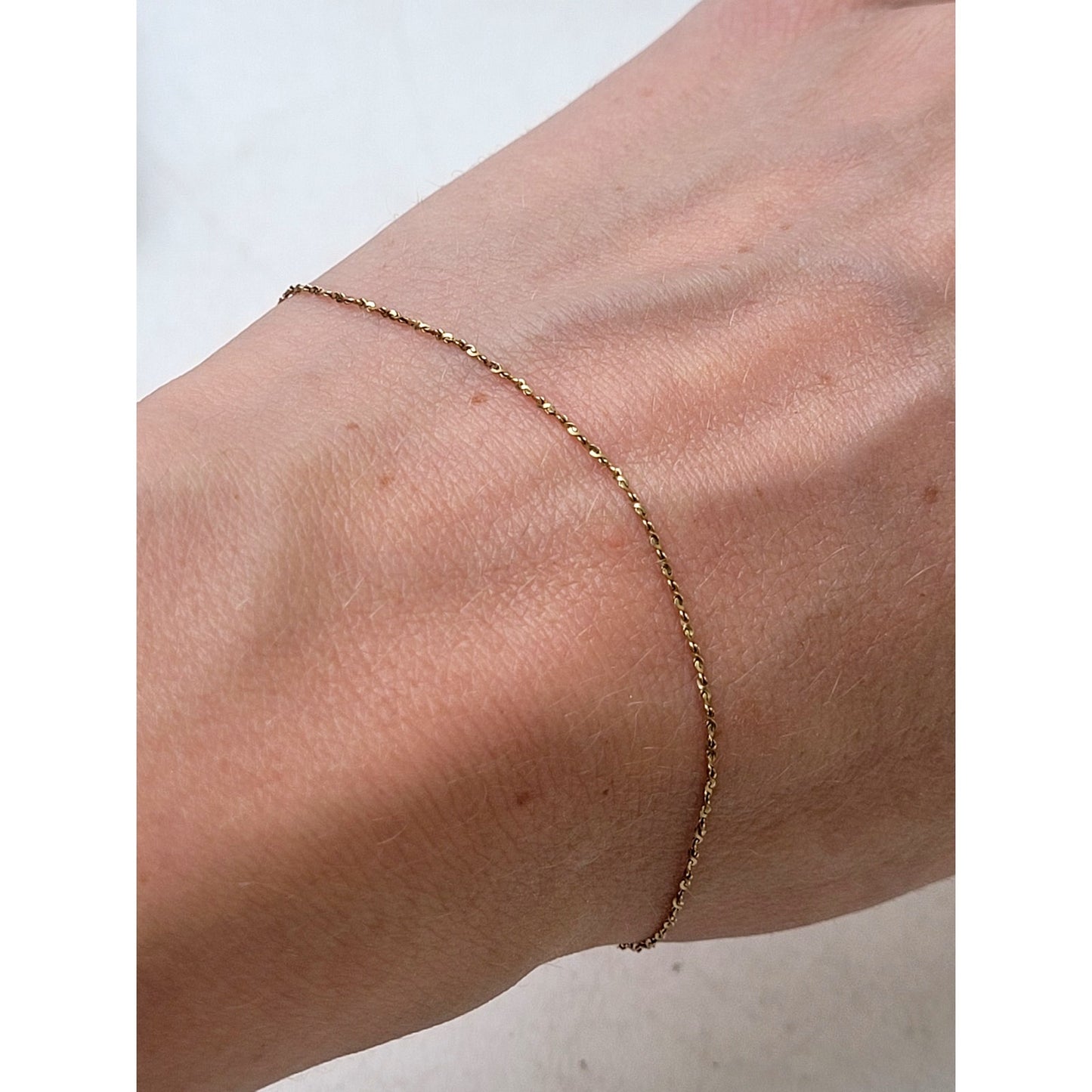 14K Yellow Gold Crinkle-Link Rope Chain Bracelet | 1mm Thick | 7.25" | .58 Grams