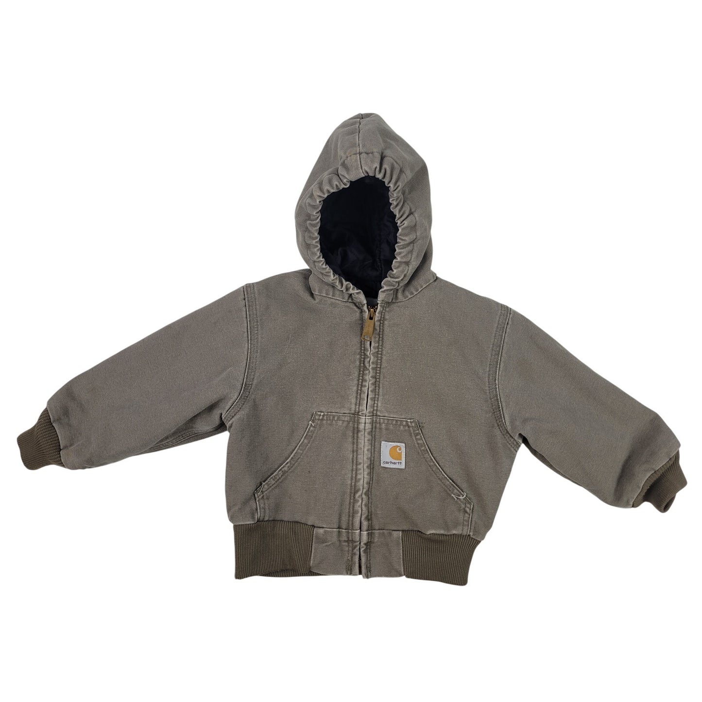 Vintage Carhartt Youth Active Brown Canvas Jacket Quilted Lining Sz 4T