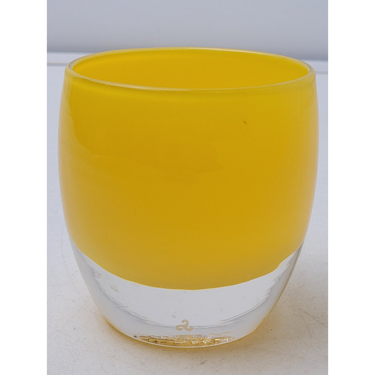 glassybaby "Daffodil" Sunny Yellow Glass Votive Candle Holder w Tag