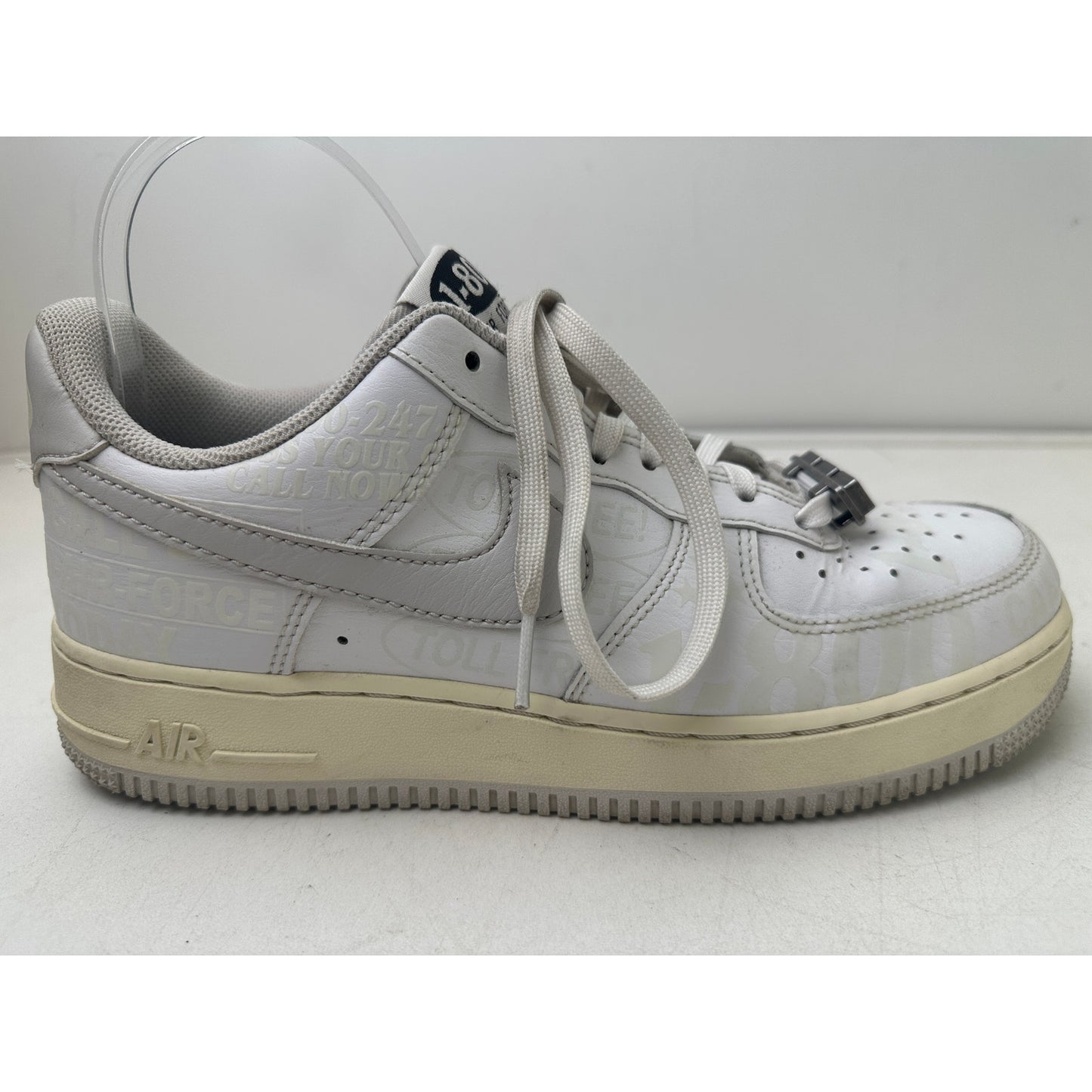Nike Air Force 1 '07 Premium "1-800 Toll Free" White/Grey/Sail Sneakers Men's Sz 7.5