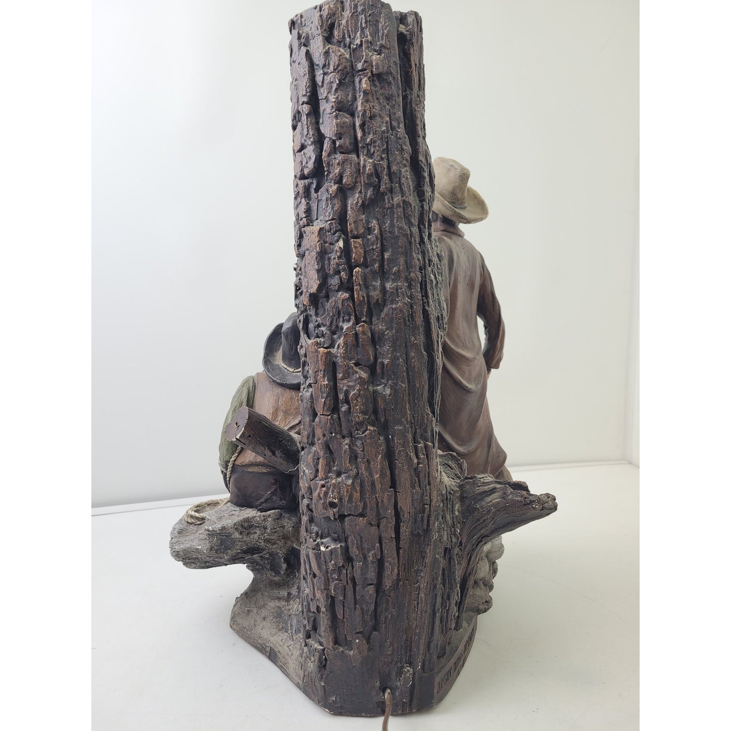 Vintage Apsit Bros Cali Western Cowboy Outlaw Chalkware Table Lamp & Shade