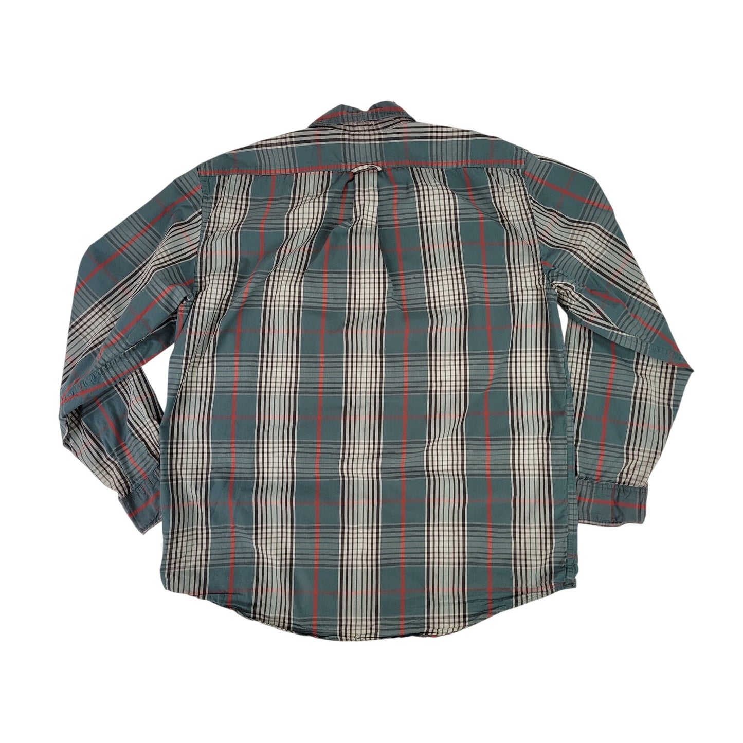 Filson Washed Feather Cloth Shirt | Sage Green & Red Plaid | Men's Sz L