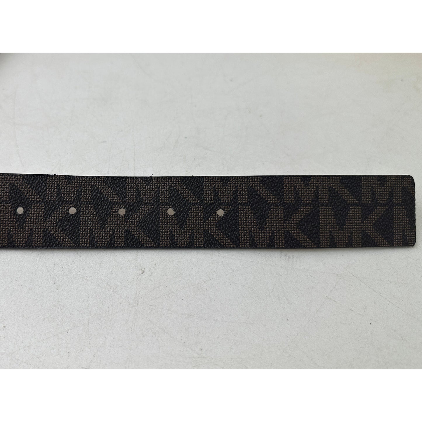 Michael Kors Brown Signature Logo Monogram Belt W/ Silver Tone MK Buckle Women's Sz XL NWT
