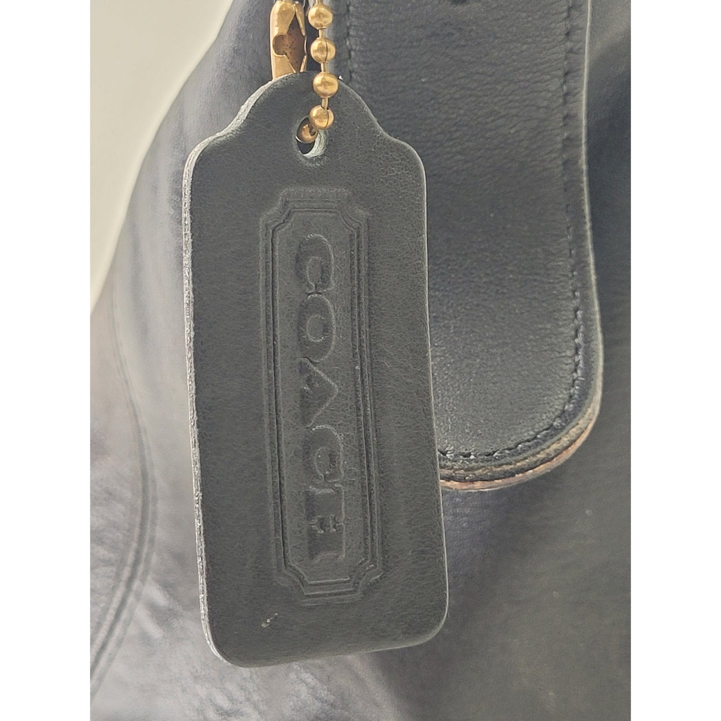 Vintage 90s Coach Duffle Sac Bucket Bag in Black Leather