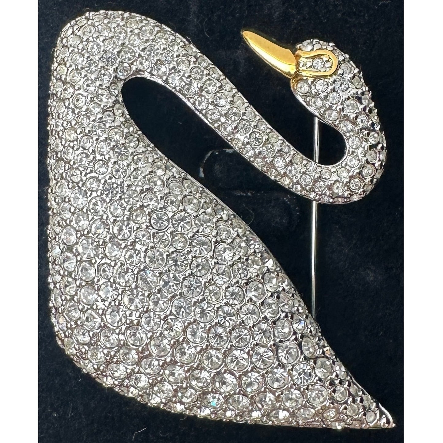 Vintage Swarovski Centenary Pavé Crystal Swan Brooch Pin