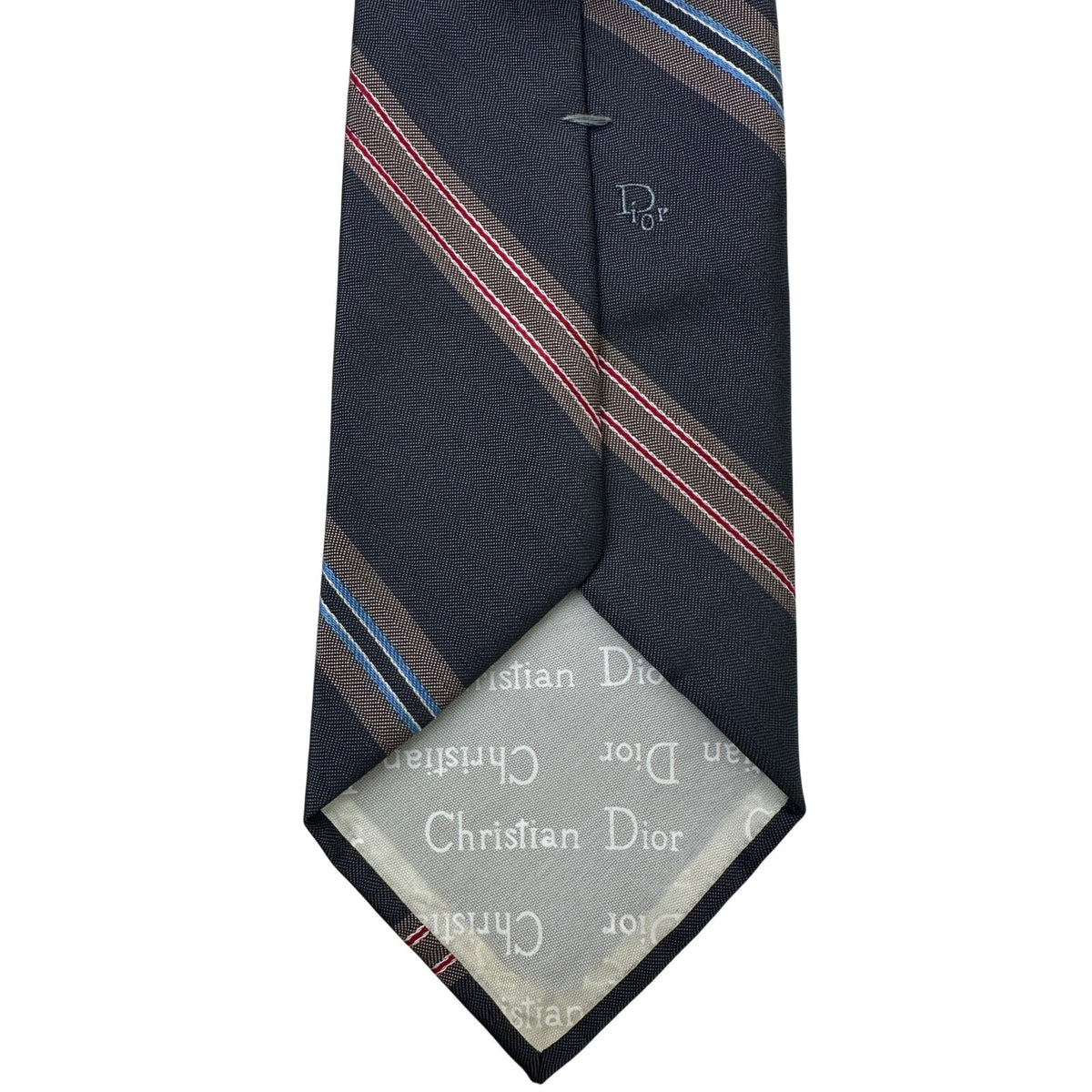Vintage Christian Dior Embroidered Logo Striped Men's Necktie