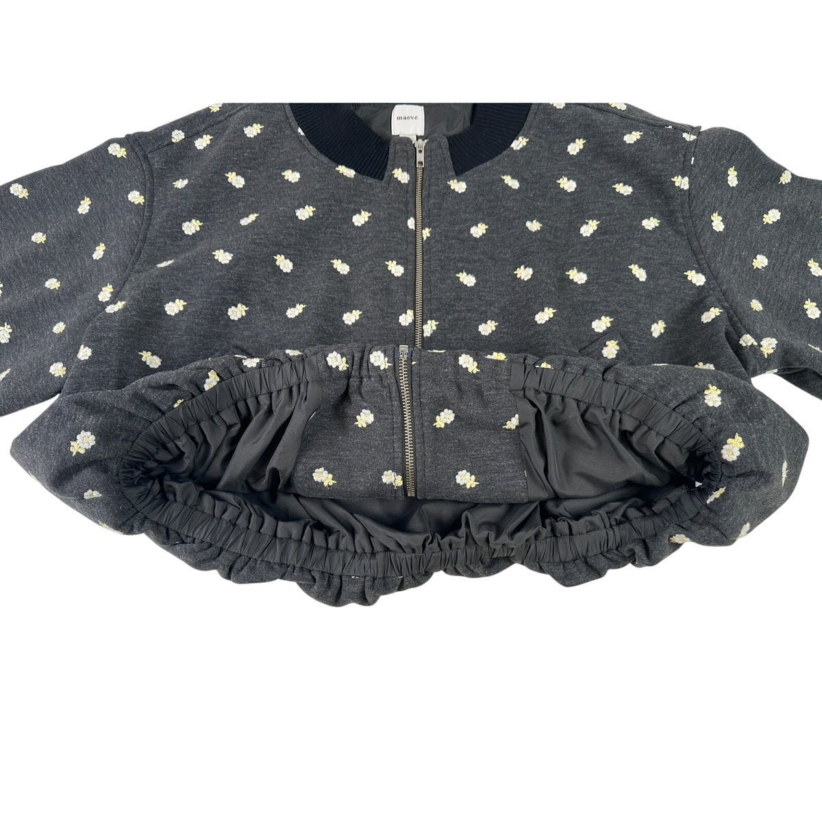 Anthropologie Maeve Embroidered Plush Bubble Coat Women's Sz M