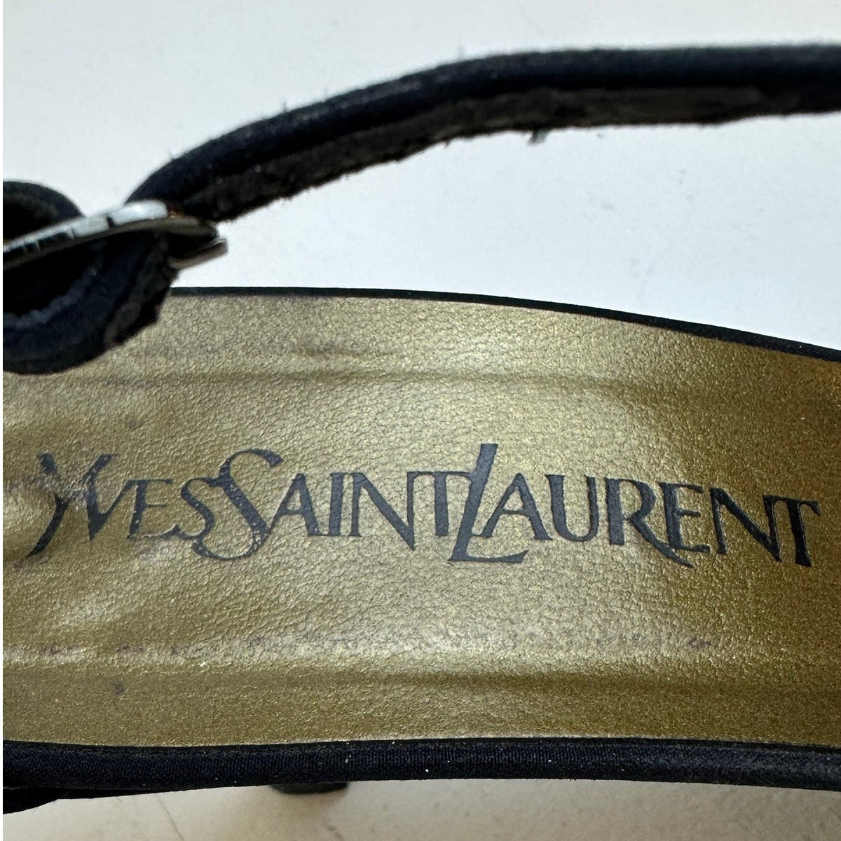 Vintage Yves Saint Laurent Black T-Strap Kitten Heels Women's Sz 9