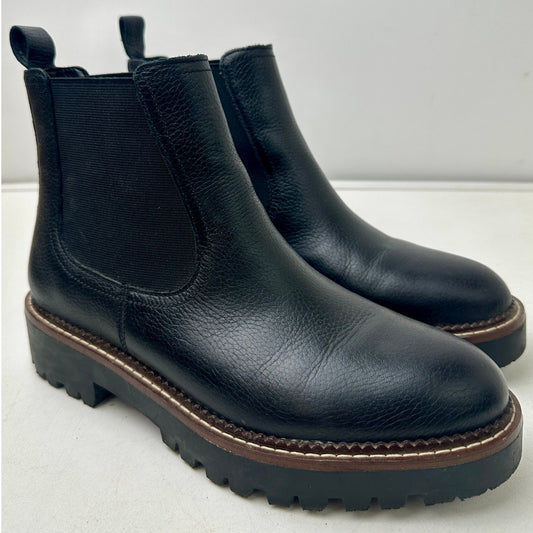Caslon Miller Water Resistant Black Leather Chelsea Lug Boots Women's Sz 7.5