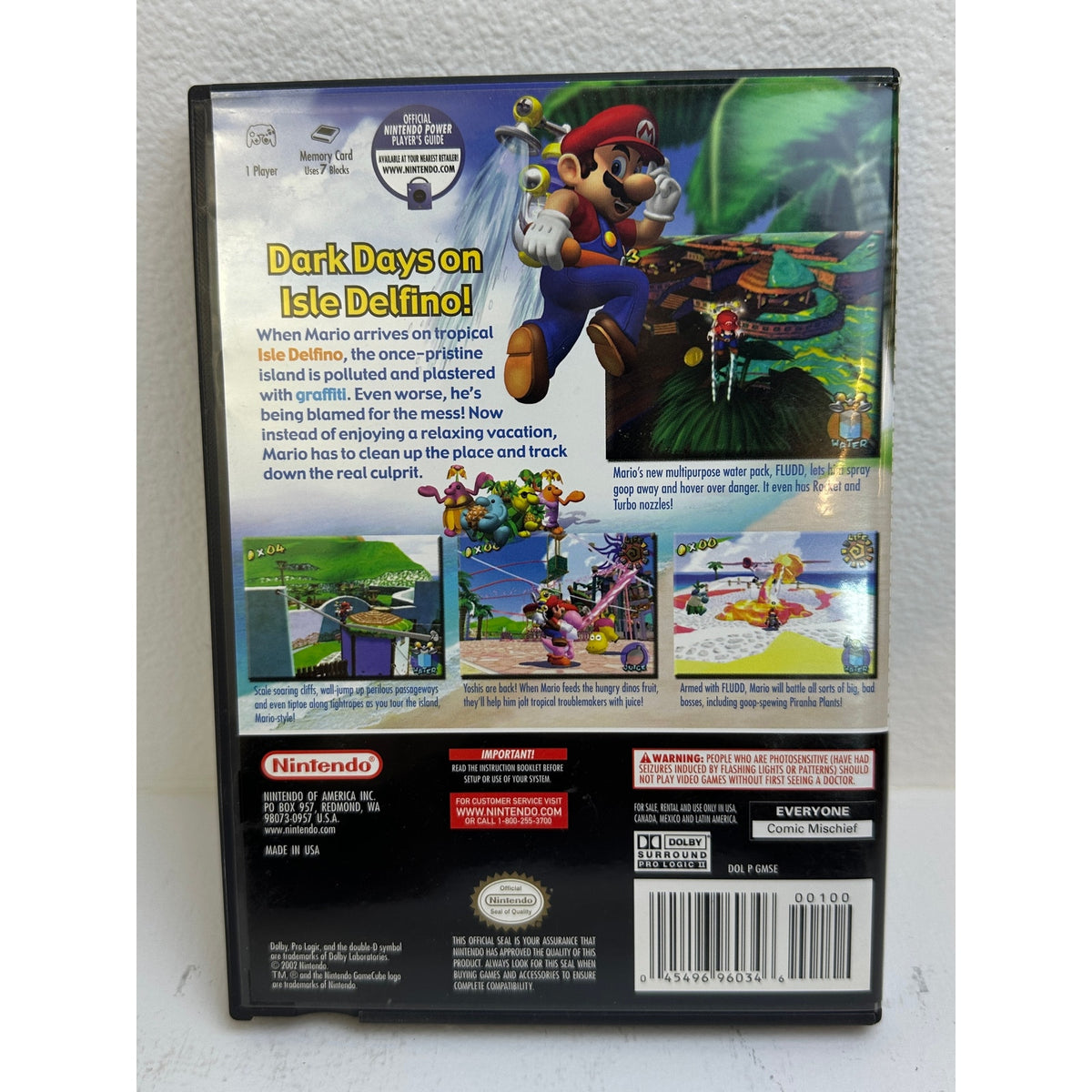 Super Mario Sunshine (Nintendo GameCube, 2002) Black Label Untested