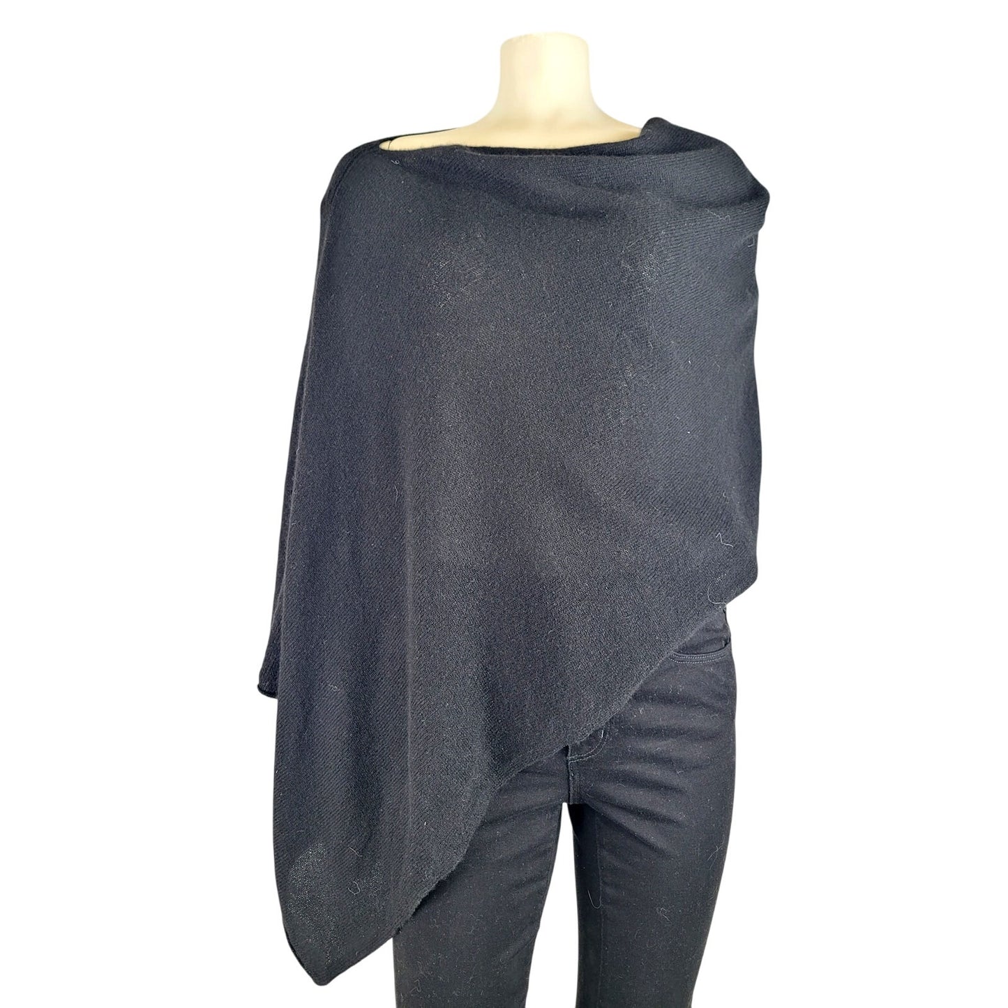 Alashan 100% Cashmere Draped Dress Topper Poncho in Black NWT