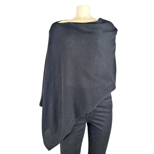 Alashan 100% Cashmere Draped Dress Topper Poncho in Black NWT