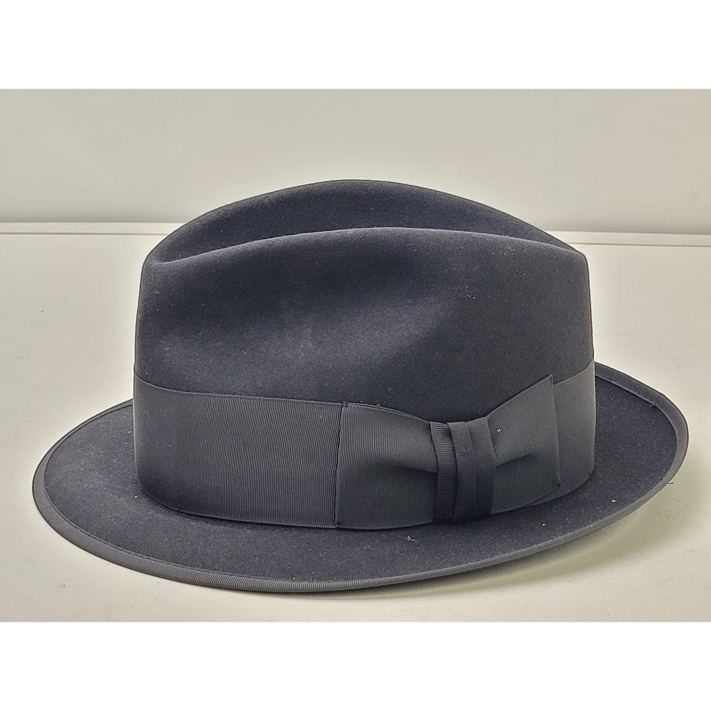 VTG 1950s Stetson "The Eagle" Royal de Luxe Black Fedora Hat Men's Sz 6 7/8