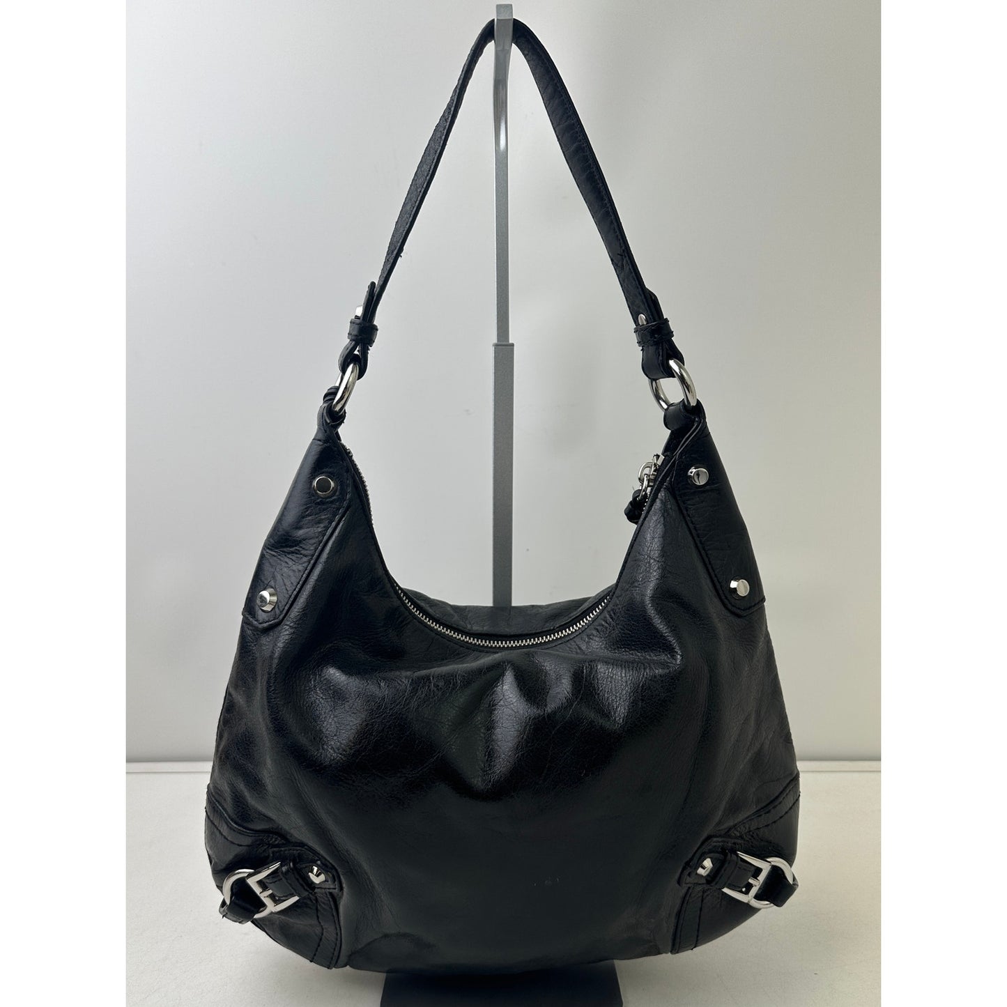 Michael Kors Fallon Black Leather Hobo Shoulder Bag