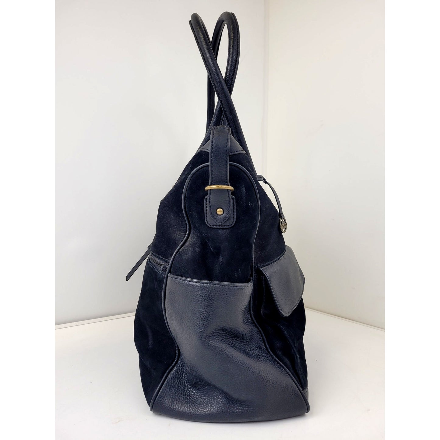 Filson Black Leather Tote Bag 17" x 15" x 8" EUC