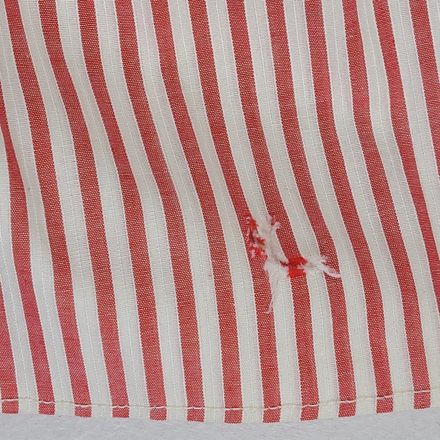 1940s Red & White Striped Pinafore Apron Dress Sz XS