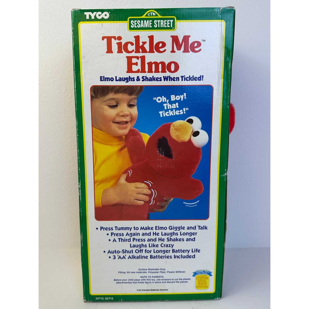 Vintage 1996 Tyco Tickle Me Elmo Plush Toy (Model 62715) in Original Box