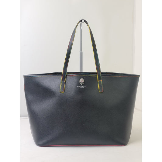 Kurt Geiger London Richmond Shopper Tote Bag Black w Neon Stitching