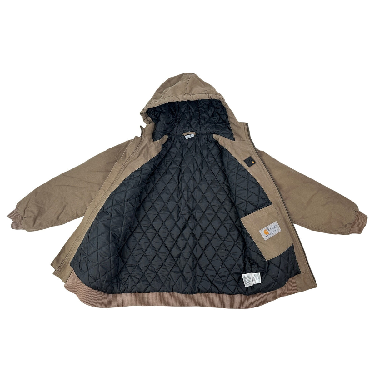 Carhartt Canyon Brown Quick Duck Woodward Insulated Hooded Jacket Boy's Sz L
