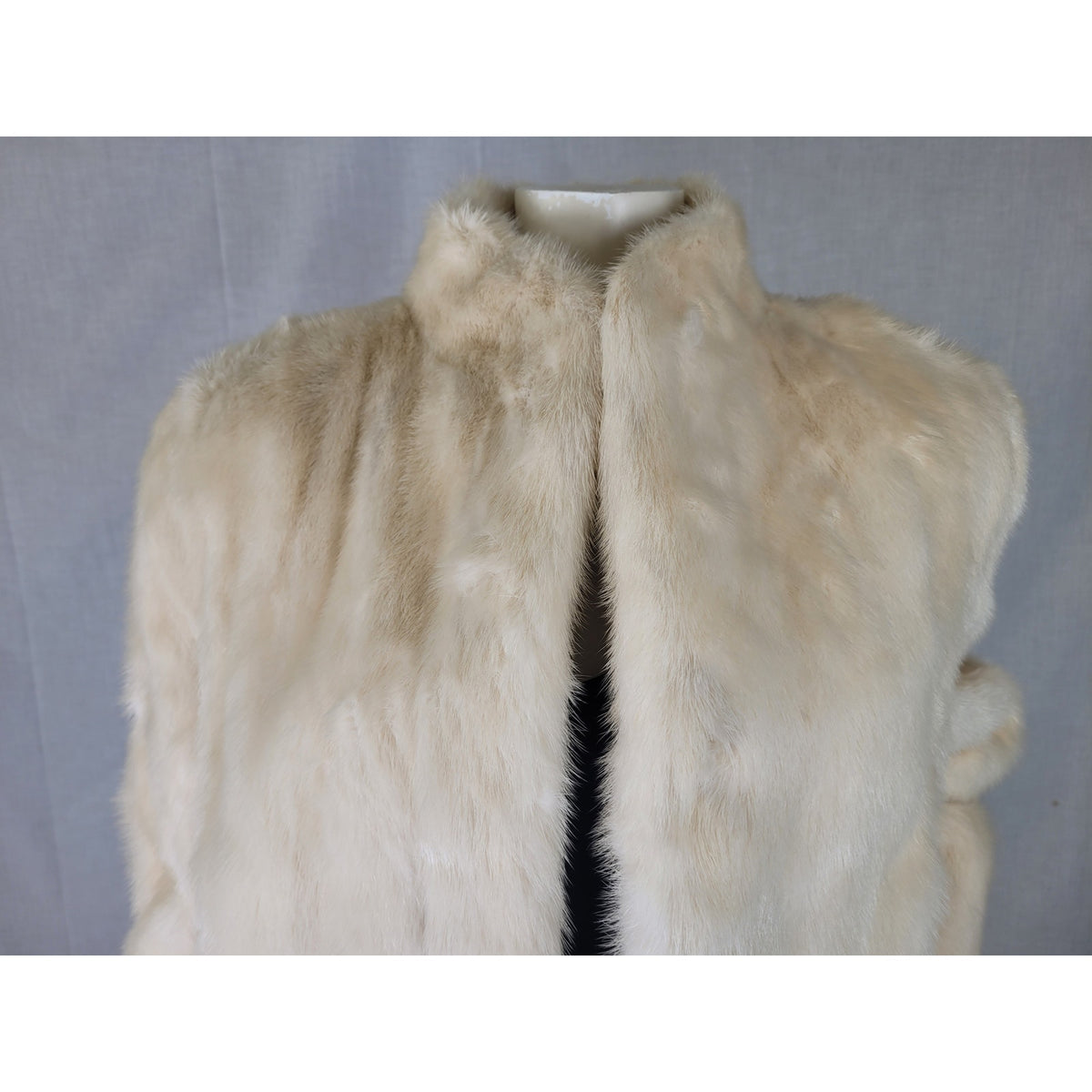 VTG 70s Ivory Mink Coat Open Front Mid-Length Women's Sz S/M
