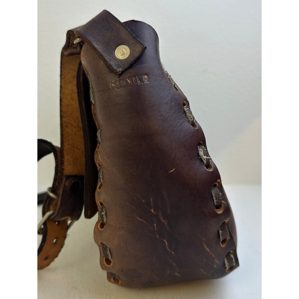 Vintage Mexican Hand-Tooled Floral Leather Crossbody Saddle Bag