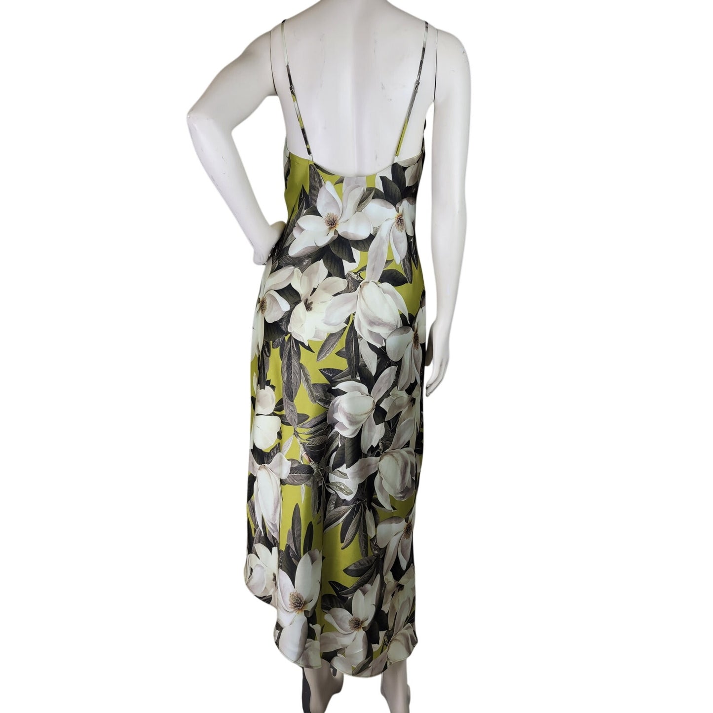 AllSaints Alexia Floral Asymmetrical Slip Dress Magnolia Flower Print Sz 2 NWT