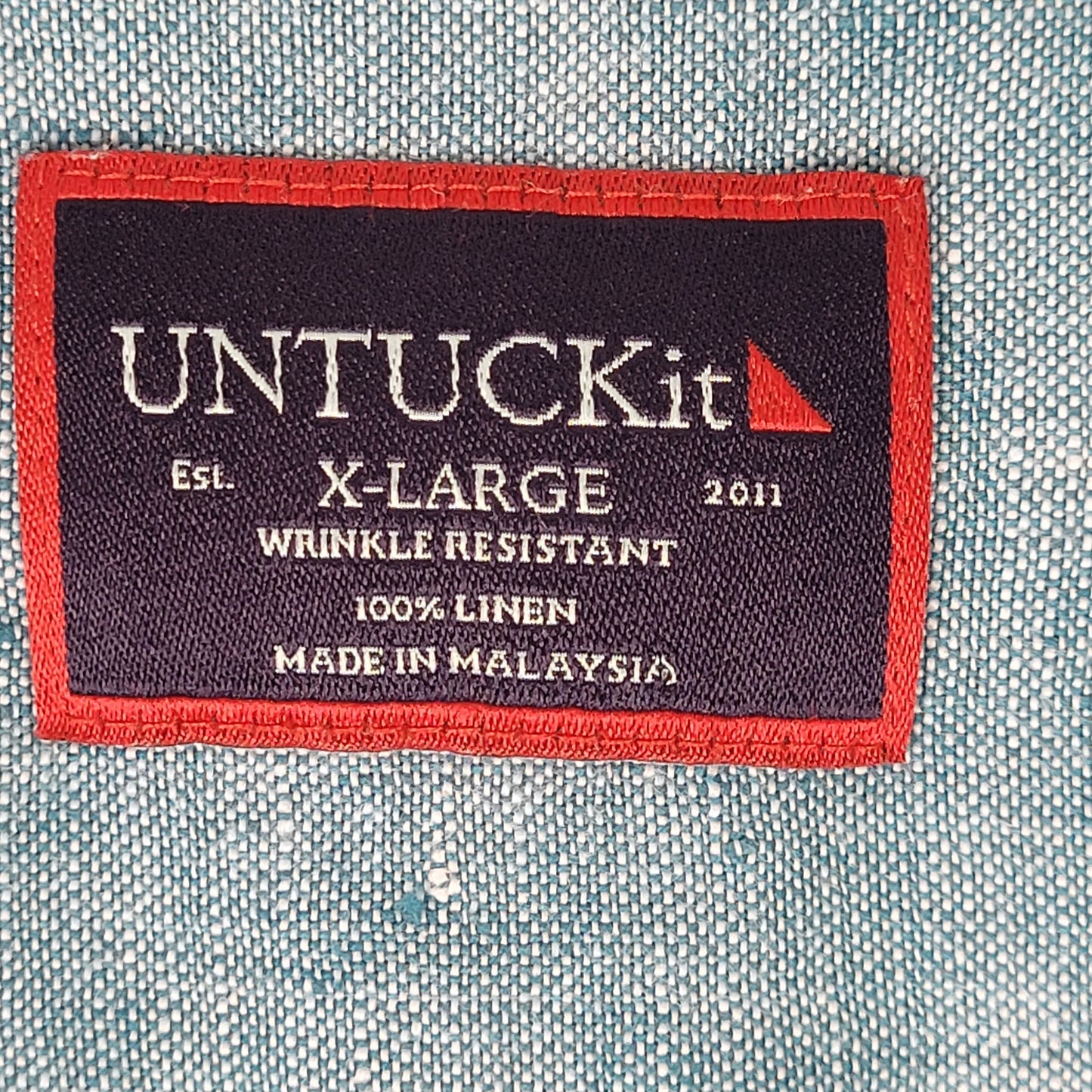 UNTUCKit Blue Linen Wrinkle Resistant Men's Shirt Sz XL