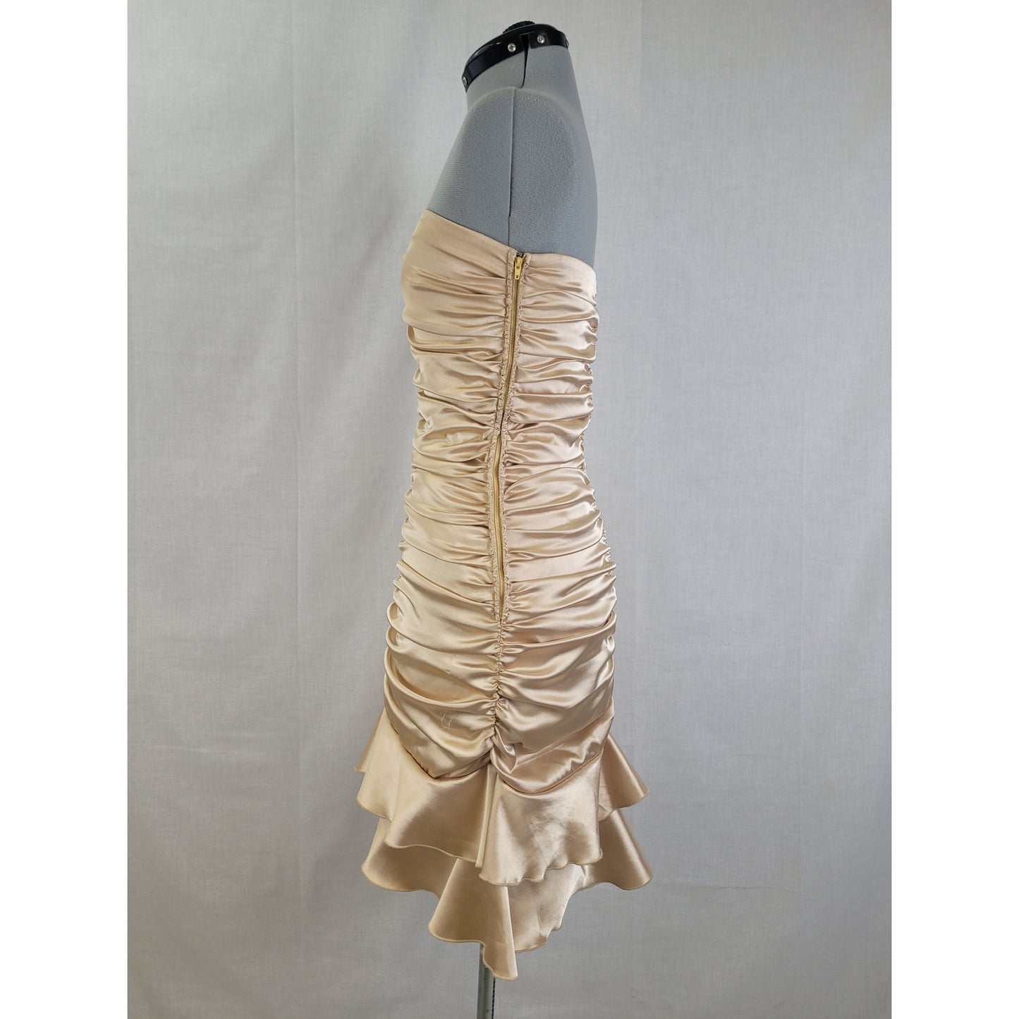 VTG Jessica McClintock Strapless Satin Bodycon Mini Dress USA Y2K Sz S