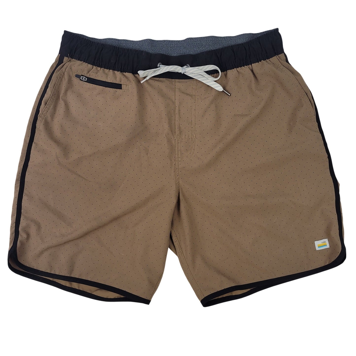 Vuori Men's Banks Shorts Tan & Black Athletic Shorts Sz L