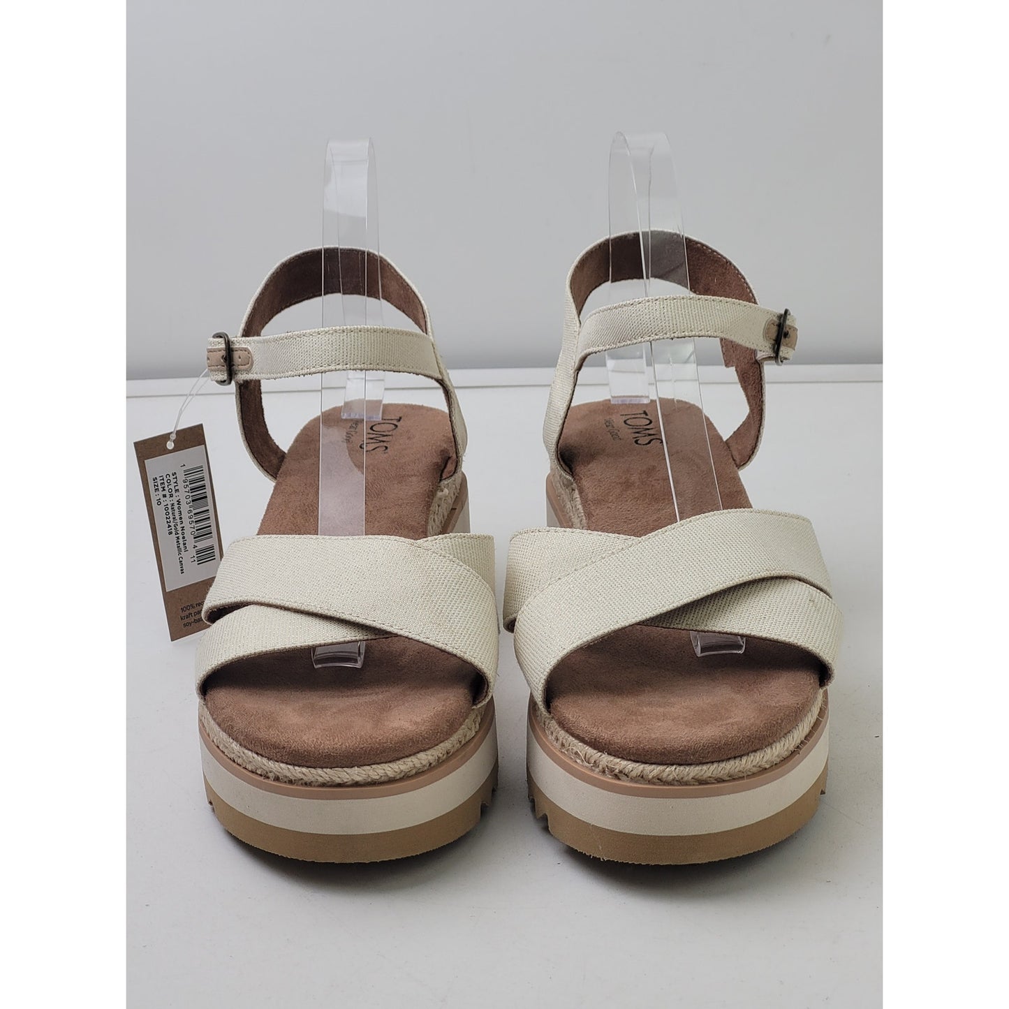 TOMS Noelani Gold Natural Platform Wedge Sandals NWT Women's Sz 10