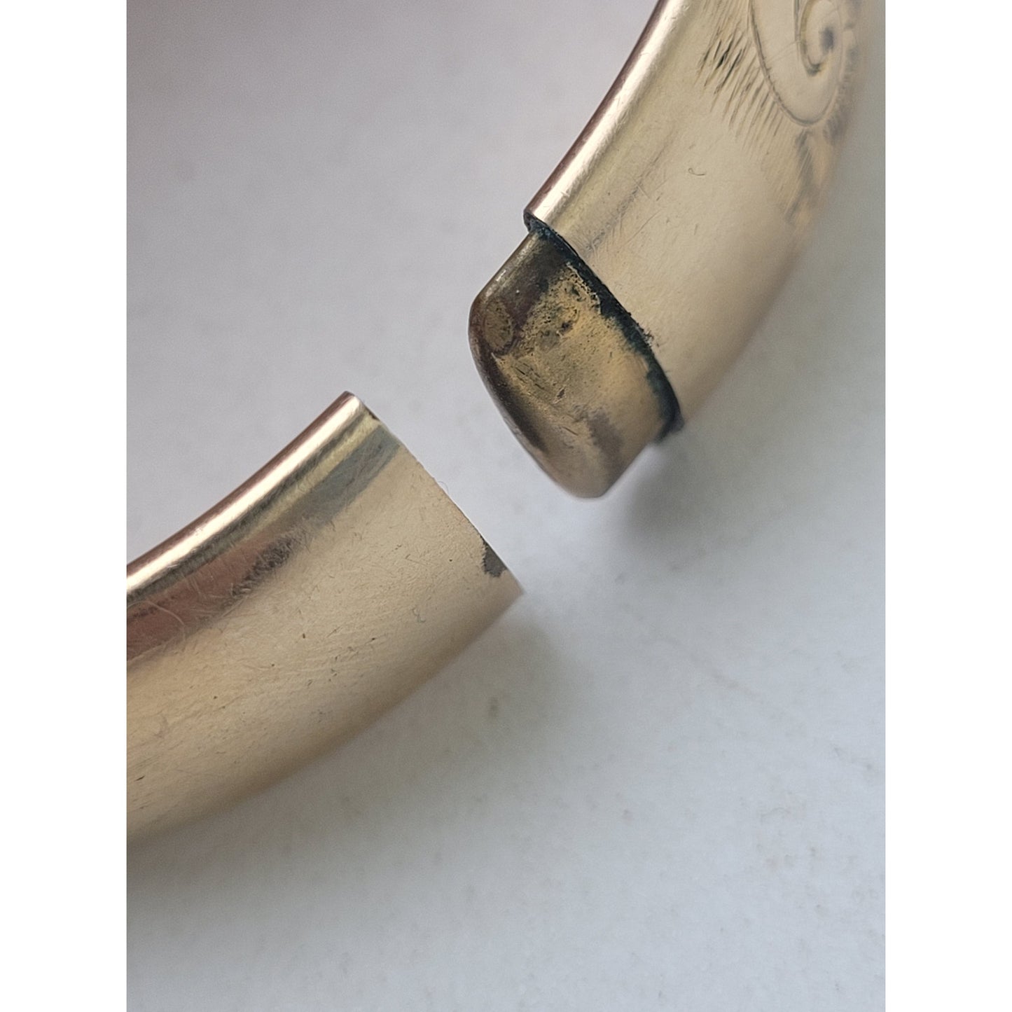 Victorian 14K Yellow GF S.B. Co. Hinged Bangle Bracelet w Floral Etching