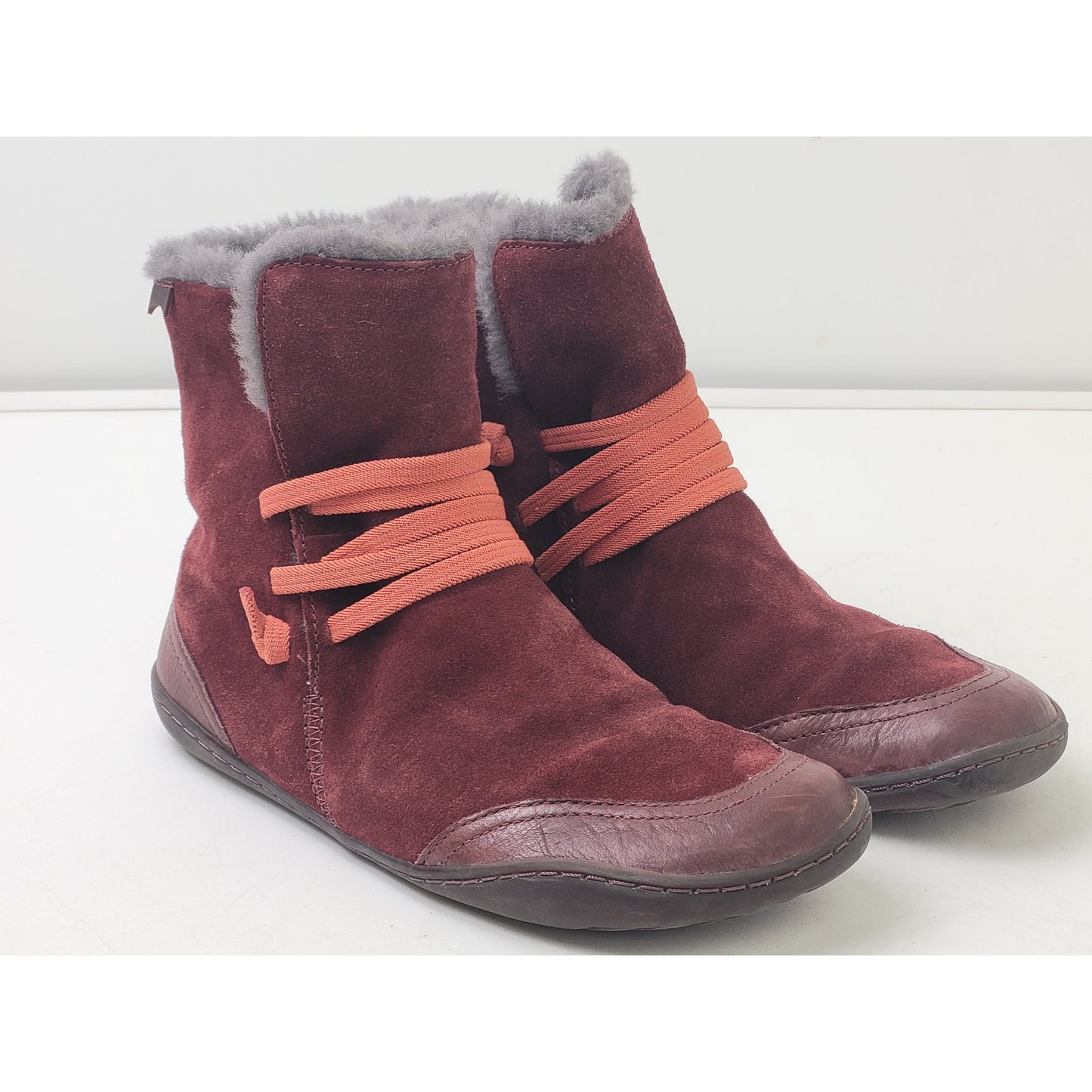 Camper Peu Red Suede Ankle Boots Women's Sz 36 US 5.5