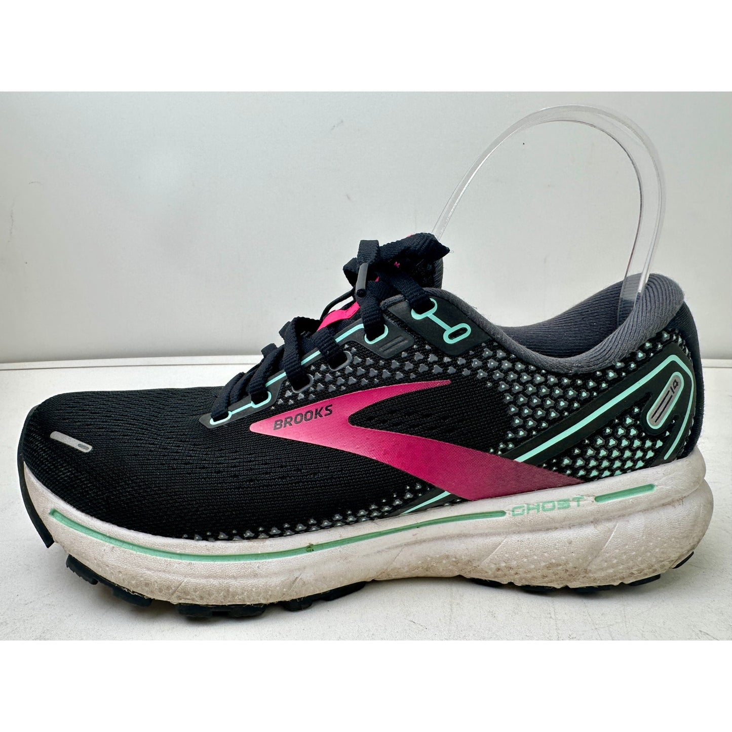 Brooks Ghost 14 Black/Pink/Yucca Sneakers Women's Sz 7.5