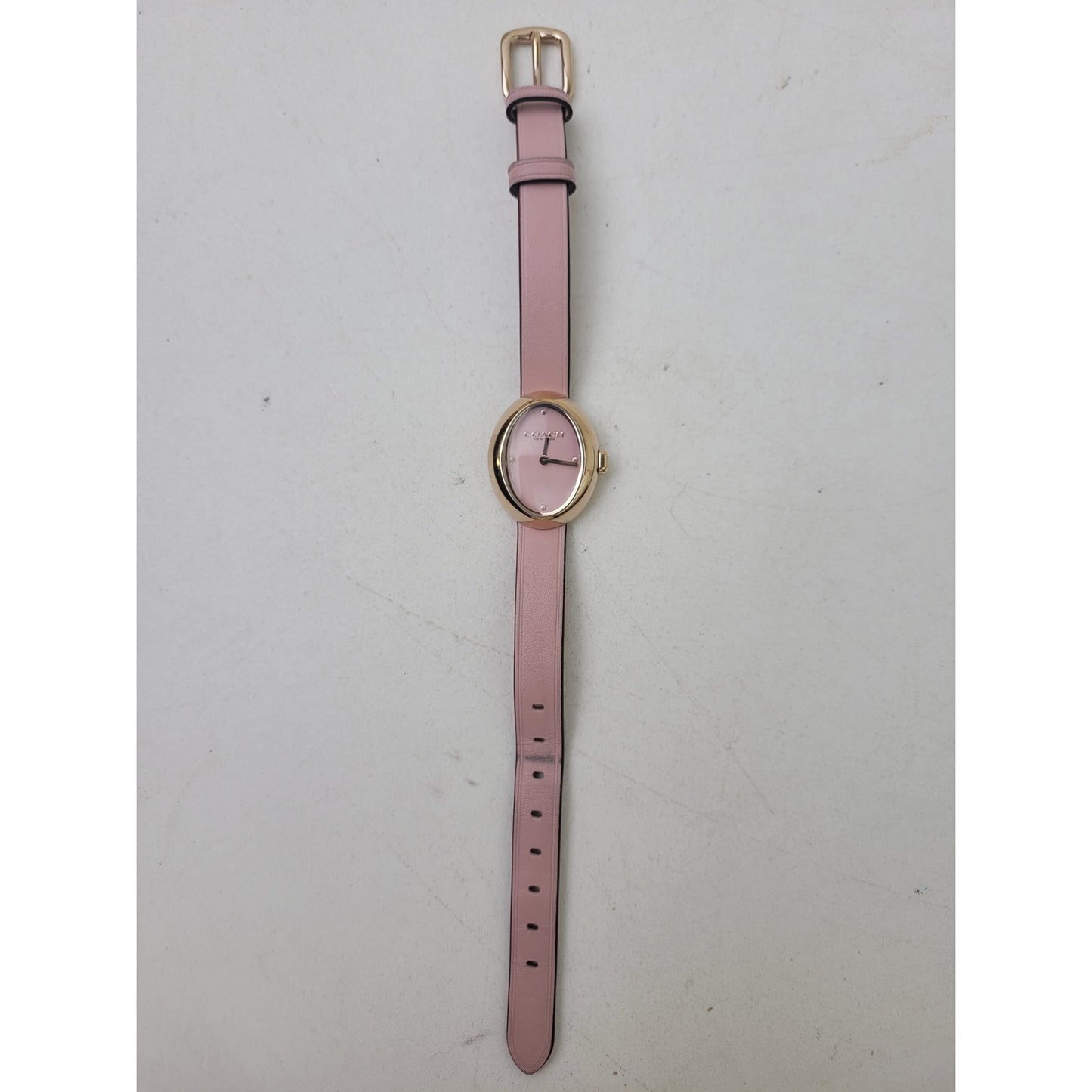 COACH Women's Blush Gold-Tone Sammy Leather Watch 22.5mm | Working