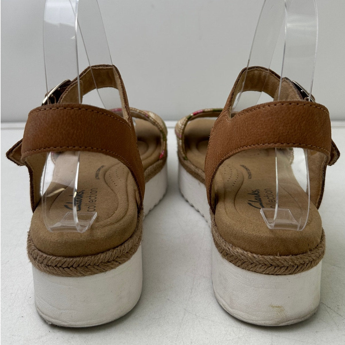 Clarks Lana Shore Light Tan Ankle-Strap Platform Sandals Women's Sz 7