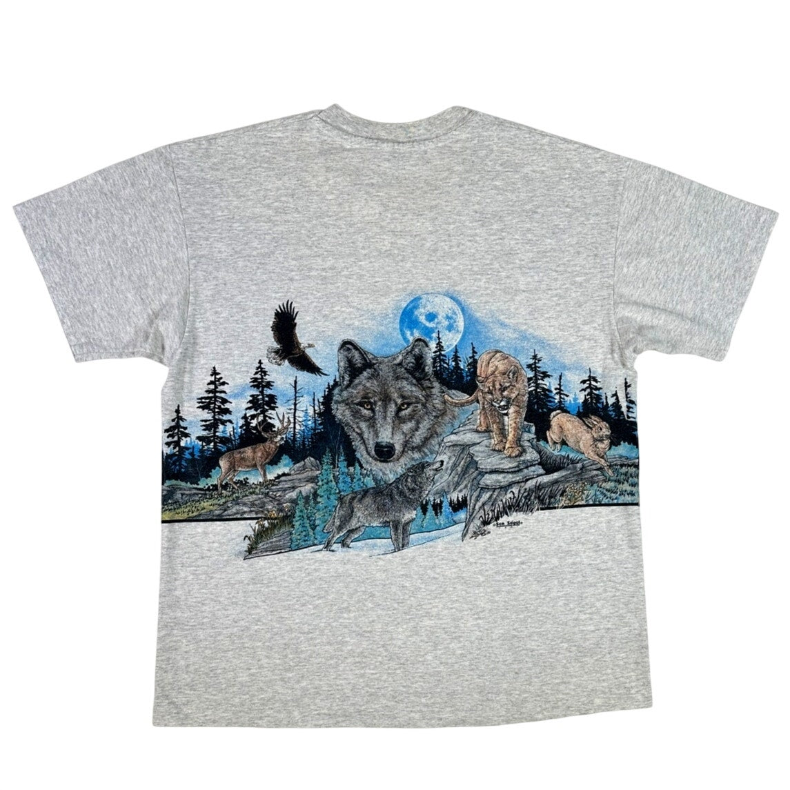 Vintage Washington Wolf Animals Nature All Over Graphic Print Men's Sz XL